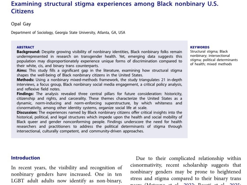New Publication in the International Journal of Transgender&nbsp;Health